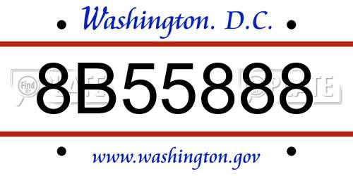 8B55888 District Of Columbia License Plate