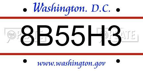 8B55H3 District Of Columbia License Plate