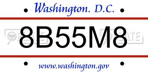 8B55M8 District Of Columbia License Plate