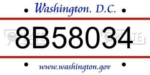 8B58034 District Of Columbia License Plate