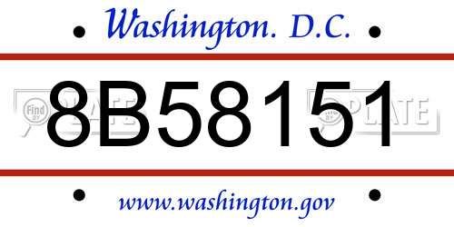 8B58151 District Of Columbia License Plate