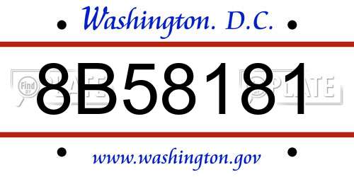 8B58181 District Of Columbia License Plate