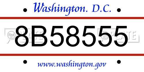 8B58555 District Of Columbia License Plate