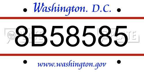 8B58585 District Of Columbia License Plate