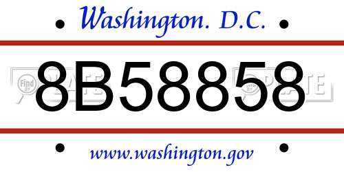 8B58858 District Of Columbia License Plate