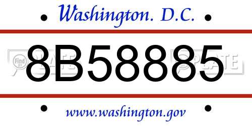 8B58885 District Of Columbia License Plate