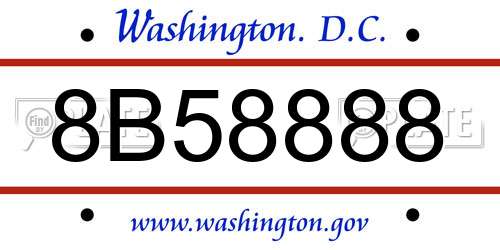 8B58888 District Of Columbia License Plate