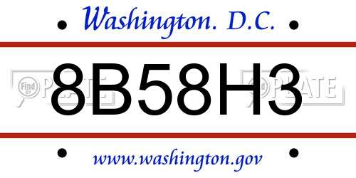 8B58H3 District Of Columbia License Plate