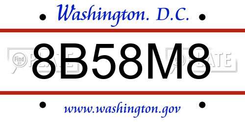 8B58M8 District Of Columbia License Plate