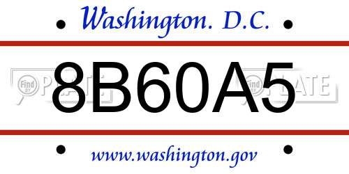 8B60A5 District Of Columbia License Plate