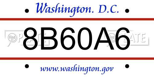 8B60A6 District Of Columbia License Plate