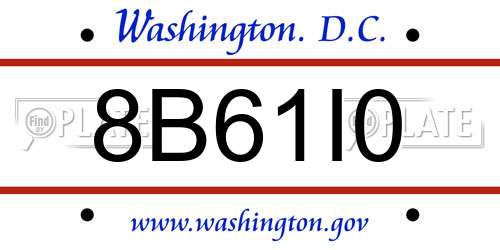 8B61I0 District Of Columbia License Plate