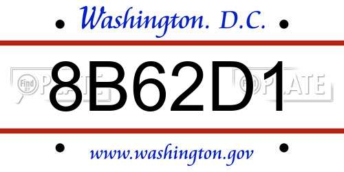 8B62D1 District Of Columbia License Plate