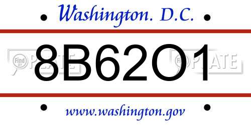 8B62O1 District Of Columbia License Plate