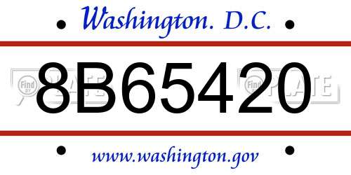 8B65420 District Of Columbia License Plate