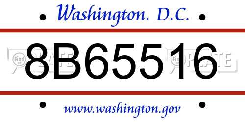 8B65516 District Of Columbia License Plate