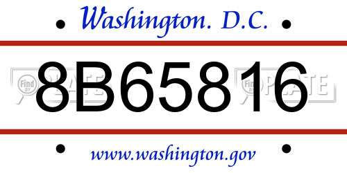 8B65816 District Of Columbia License Plate