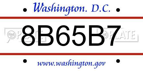 8B65B7 District Of Columbia License Plate