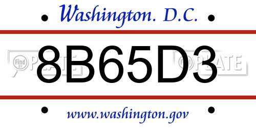 8B65D3 District Of Columbia License Plate