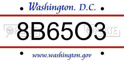 8B65O3 District Of Columbia License Plate
