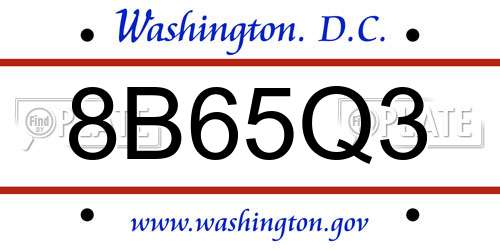 8B65Q3 District Of Columbia License Plate