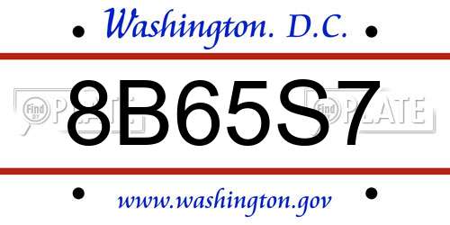 8B65S7 District Of Columbia License Plate