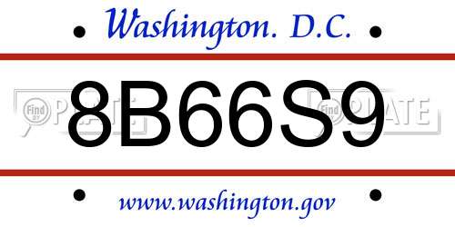 8B66S9 District Of Columbia License Plate