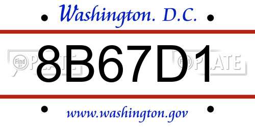 8B67D1 District Of Columbia License Plate