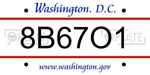 8B67O1 District Of Columbia License Plate