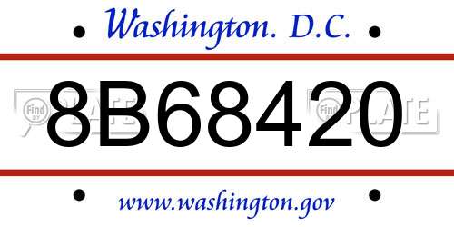 8B68420 District Of Columbia License Plate