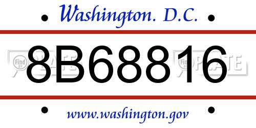 8B68816 District Of Columbia License Plate