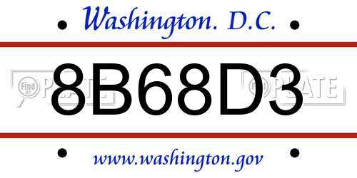 8B68D3 District Of Columbia License Plate