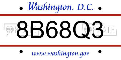 8B68Q3 District Of Columbia License Plate