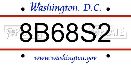 8B68S2 District Of Columbia License Plate