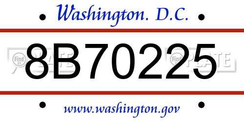 8B70225 District Of Columbia License Plate