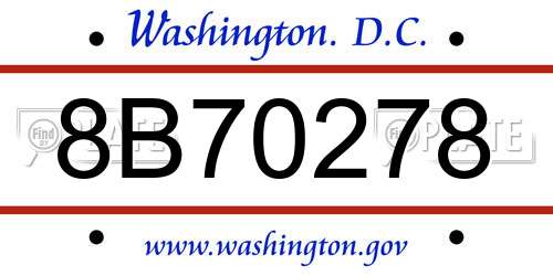 8B70278 District Of Columbia License Plate