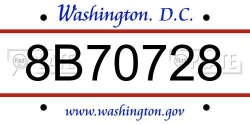 8B70728 District Of Columbia License Plate
