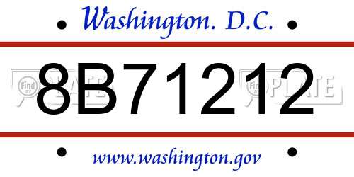 8B71212 District Of Columbia License Plate