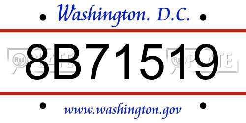 8B71519 District Of Columbia License Plate