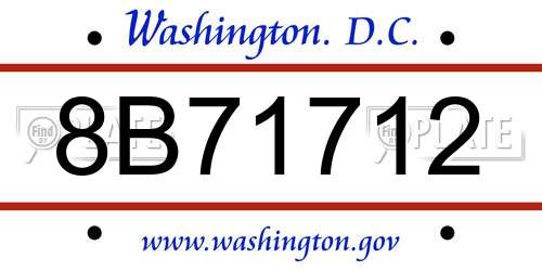 8B71712 District Of Columbia License Plate