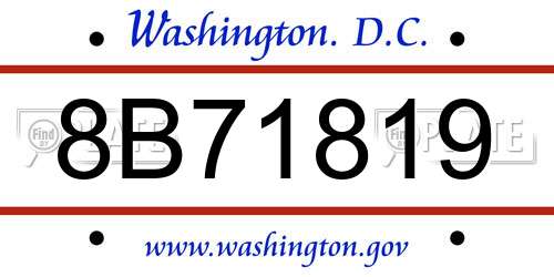 8B71819 District Of Columbia License Plate