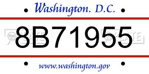 8B71955 District Of Columbia License Plate