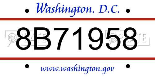 8B71958 District Of Columbia License Plate