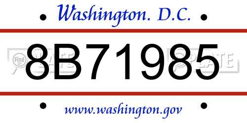 8B71985 District Of Columbia License Plate