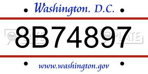8B74897 District Of Columbia License Plate