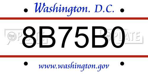 8B75B0 District Of Columbia License Plate