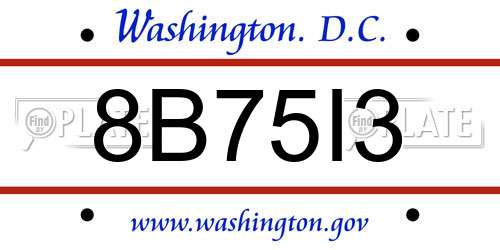 8B75I3 District Of Columbia License Plate