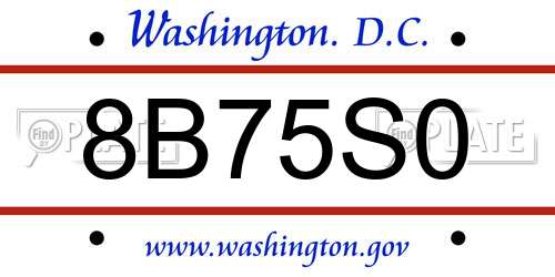 8B75S0 District Of Columbia License Plate