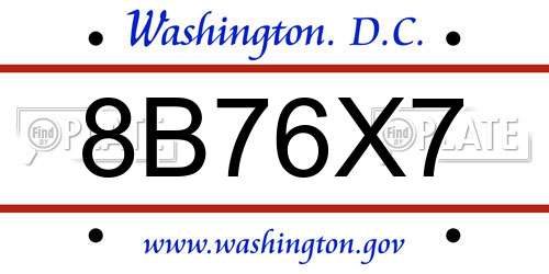8B76X7 District Of Columbia License Plate