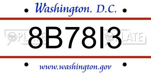 8B78I3 District Of Columbia License Plate